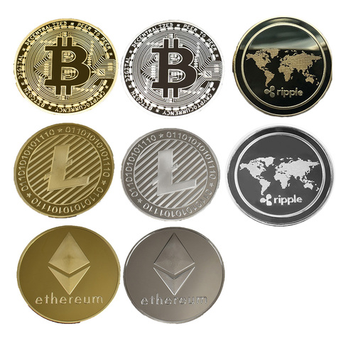 Pièce de monnaie en Bitcoin plaqué or Litecoin Ethereum Collection cadeau 40mm pièce de monnaie en crypto-monnaie pièce de commémoration en métal ► Photo 1/6