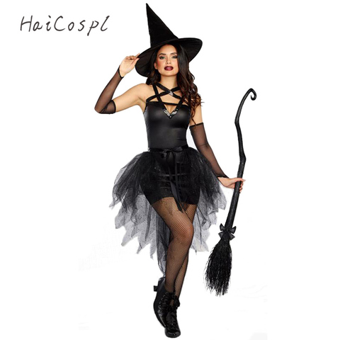 Fantaisie sorcière noire déguisement robe de fête carnaval Performance vêtements déguisement d'halloween déguisement de sorcière Cosplay adulte ► Photo 1/4