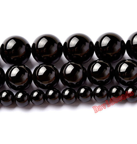 Livraison gratuite 6 8 10mm naturel noir agat perles perles collier bracelet/collier/fabrication de bijoux en gros ► Photo 1/2