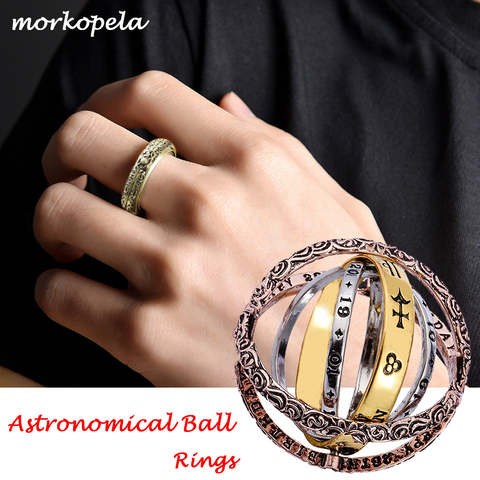 Morkopela astronomique sphère boule anneau amant complexe rotatif cosmique anneaux bijoux cadeaux Couple anneaux pour hommes femmes ► Photo 1/6