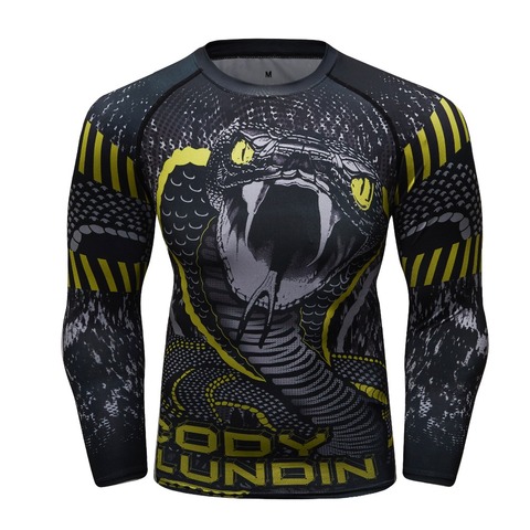 Nouvelle chemise de Compression Rashguard Bodybuild croix à manches longues impression 3D Jiu Jitsu t-shirts MMA Fitness collants à séchage rapide ► Photo 1/6