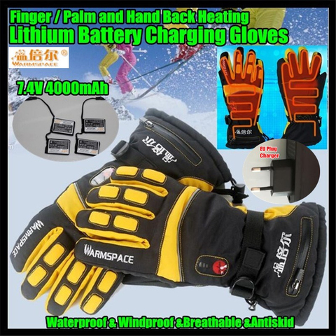 4000 mah Smart Électrique Chauffée Gants, super Chaud Sport En Plein Air Ski Gants Batterie Au Lithium 4 Doigt & Palm & Main Arrière Auto Chauffage ► Photo 1/6