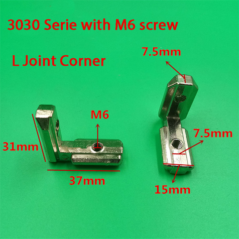 T fente L type 90 Degré 3030 en aluminium connecteur support fixation standard de L'UE 30/40/45 série en aluminium profil pièces 3d imprimante ► Photo 1/5