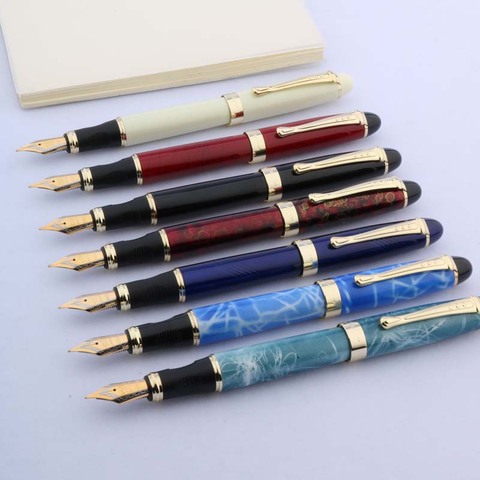 Haute qualité marque jinhao x450 stylo plume en métal bleu vert or encre stylo bureau fournitures scolaires écriture cadeau ► Photo 1/6
