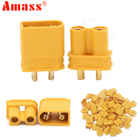 100 pièces/lot Amass XT30U 2mm antidérapant connecteur mâle + femelle 2mm connecteur doré/prise mise à niveau XT30 ( 50 paires) ► Photo 1/6