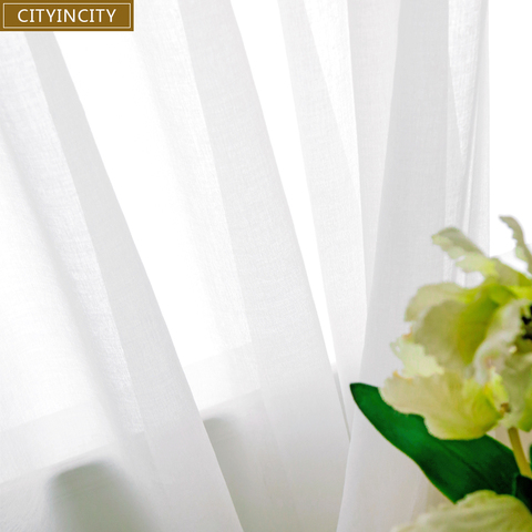 CITYINCITY-rideaux en Tulle blancs de style japonais personnalisé, Voile pour chambre à coucher et salle à manger ► Photo 1/6