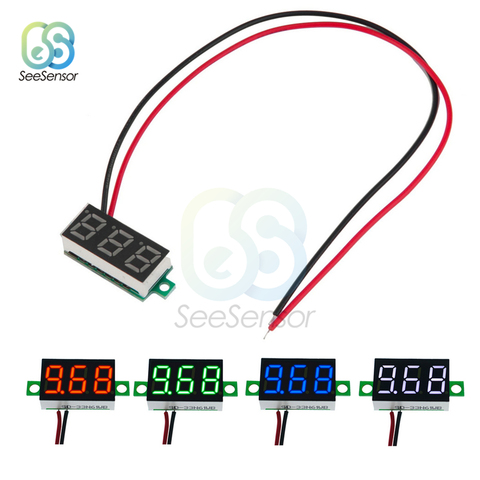 Mini voltmètre numérique à LED, 0.36 pouces, 2 fils, DC 4.7V 32V, affichage à 3 chiffres, panneau rouge/vert/bleu/blanc ► Photo 1/6