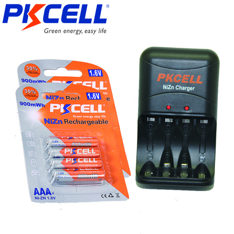 8 pièces PKCELL AAA 900mWh 1.6v NI-ZN piles rechargeables aaa batterie emballée avec chargeur de batterie NI-ZN pour pile aa/aaa nizn ► Photo 1/4