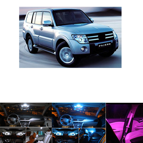 9PC sans erreur blanc intérieur LED Kit de paquet de lumière pour Mitsubishi pajero 2007-2014 accessoires lecture porte lumières blanc bleu ► Photo 1/6