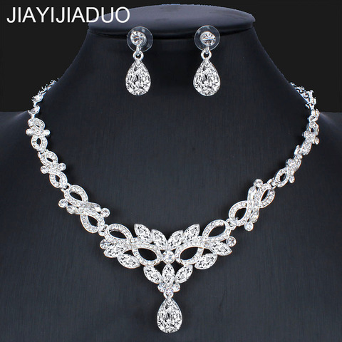 Jiayijiaduo mode argent couleur collier ensemble de boucles d'oreilles pour la mariée femmes robe de mariée accessoires livraison directe ► Photo 1/6