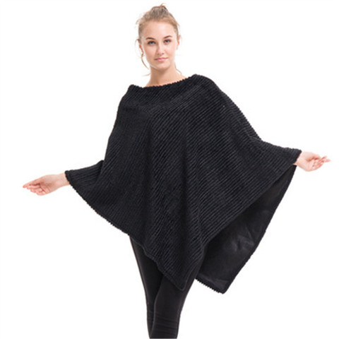 Poncho épais pour femmes, pull en coton, grande taille écharpe, châle chaud et casquettes, nouvelle collection Pullover décontracté ► Photo 1/1