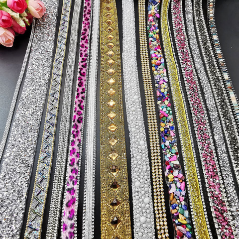 Nombreuses couleurs strass baguage, cristal argent strass garniture baguage ceinture strass coupe bricolage chaîne ► Photo 1/6