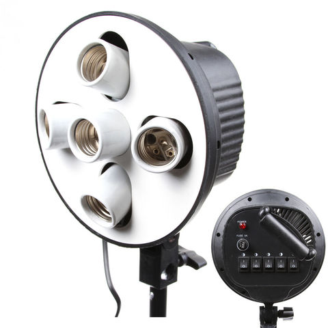 Support de tête d'ampoule E27 5 en 1 5 prises, adaptateur de support de parapluie de lampe Flash pour boîte à lumière de Studio Photo, support monopode ► Photo 1/1