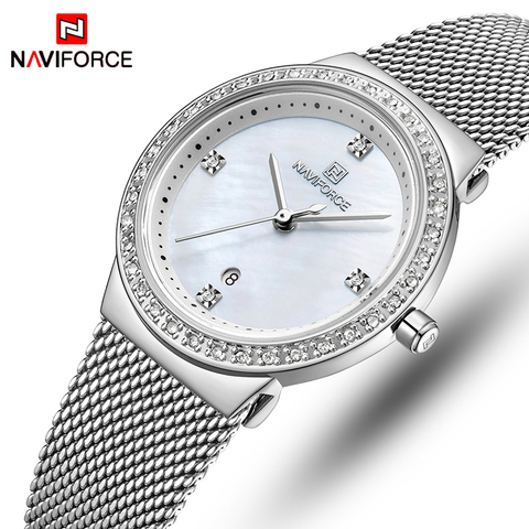 NAVIFORCE-montre à Quartz pour femmes, de marque de luxe, à la mode, Simple, en acier inoxydable, bracelet ► Photo 1/6