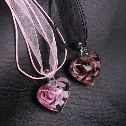 Collier pendentif en verre de Murano pour femmes, 1 pièce, collier en fleurs séchées rose, fait à la main, nouveau Design élégant, cadeau pour femmes ► Photo 1/5