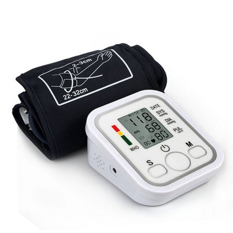 Nouveau moniteur de pression artérielle d'impulsion de bras numérique tonomètre vocal électrique compteur soins de santé 99 ensembles de mémoire sphygmomanete domestique ► Photo 1/1