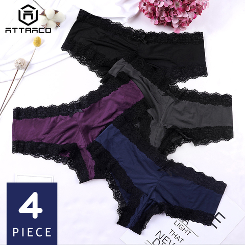 Attractif femmes sous-vêtements String dentelle g String sexy culotte Tanga slips lingerie Nylon nœud papillon taille moyenne confortable 4 Pack offre spéciale ► Photo 1/6