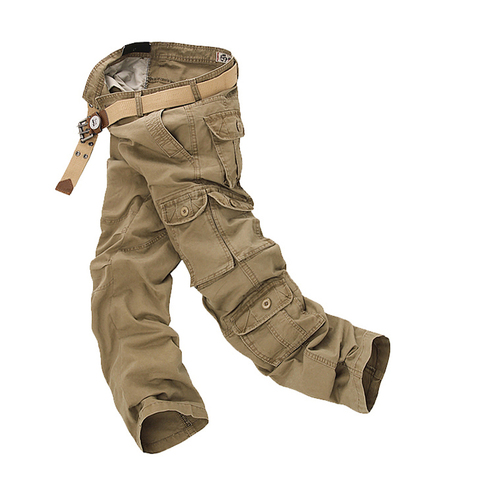 Pantalon Cargo militaire pour hommes, ample, Baggy, tactique, extérieur, décontracté, en coton, multi-poches, grande taille ► Photo 1/6
