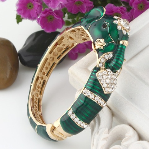 Bracelets en forme d'éléphant pour femmes, bijoux en cristal et émail, bijoux de fête, cadeaux ► Photo 1/6