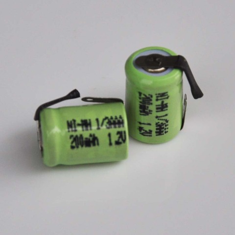 Batterie rechargeable 1.2V 1/3AAA ni-mh, 200mah 1/3 AAA nimh, avec onglets de soudage pour la lumière solaire, 2 à 10 pièces ► Photo 1/2