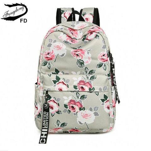 FengDong chinois style floral école fleurs sac à dos sacs à dos pour adolescente école de filles sacs ordinateur portable sac cartable cadeau ► Photo 1/6