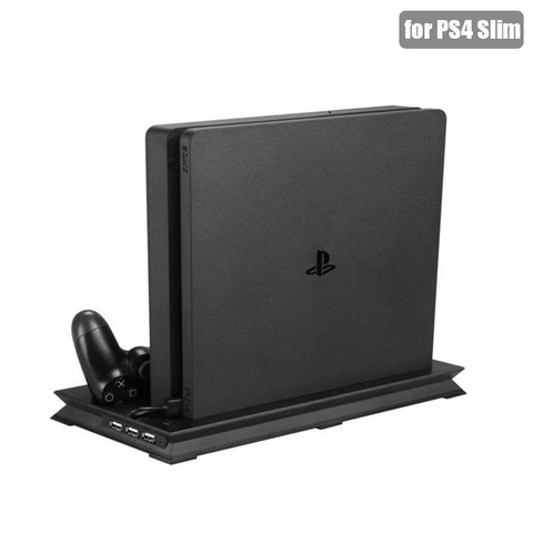 PS4 support Vertical mince avec contrôleur sans fil station de charge + ventilateur de refroidissement + 3 Ports USB pour Playstation 4 Console de jeu mince ► Photo 1/5