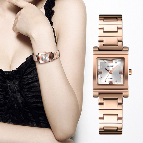 SKMEI – montre à Quartz pour femmes, marque de luxe, en acier inoxydable, étanche ► Photo 1/6