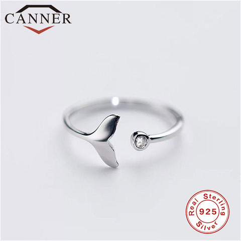 CANNER – bague ouverte en argent Sterling S925, ajustable, queue de sirène, Simple, joli, à la mode, bijoux pour femmes et filles TW ► Photo 1/6