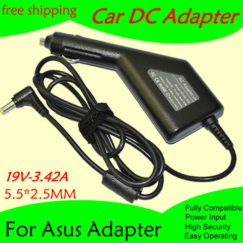 Livraison gratuite haute qualité cc alimentation voiture adaptateur chargeur 19V 3.42A pour ordinateur portable Asus 5.5*2.5MM 65W entrée DC11-15V max 10A ► Photo 1/6