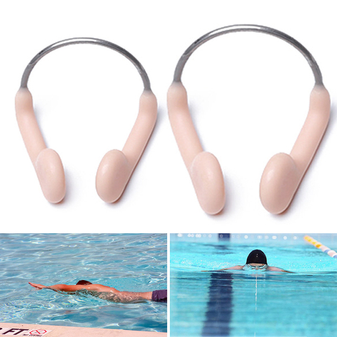 Pince-nez de natation en Silicone, souple, Durable et antidérapant, en fil ajustable en acier inoxydable pour natation et plongée, accessoires de sport, 1 pièce ► Photo 1/6