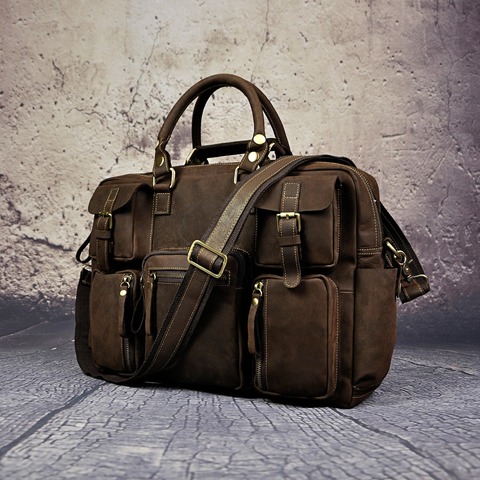 Crazy Horse cuir mode mallette d'affaires sac de messager conception masculine voyage ordinateur portable porte-documents fourre-tout portefeuille sac 3061-d ► Photo 1/1