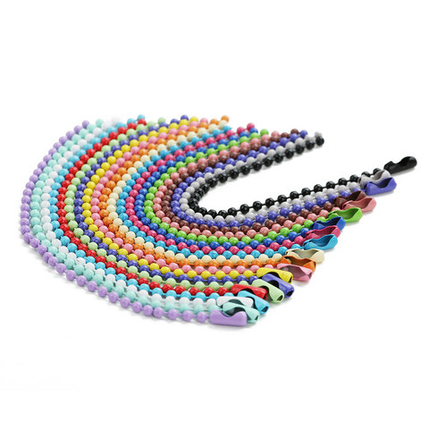 1 paquet multicolore 2.4mm boule ronde perles chaînes 12cm longueur chien Tag chaînes en vrac avec connecteur pour collier à faire soi-même fabrication de bijoux ► Photo 1/6