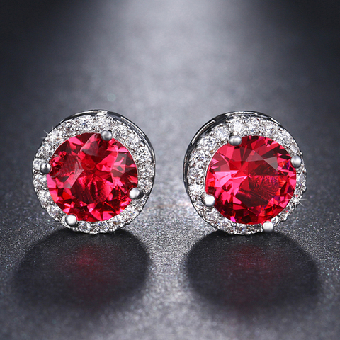 LXOEN – boucles d'oreilles rondes en Zircon pour femmes, bijoux à la mode, avec pierre verte, couleur argent, cadeau idéal ► Photo 1/6