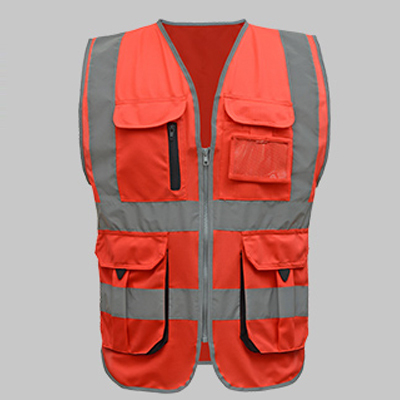 Gilet de sécurité haute visibilité pour hommes et femmes, vêtement de travail, gilet de construction réfléchissant rouge avec logo, livraison gratuite ► Photo 1/6