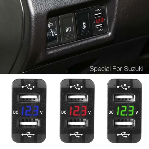 Chargeur de voiture double USB, 40x20mm, 12V, LED, voltmètre, adaptateur d'alimentation, pour Suzuki, Toyota ► Photo 1/6