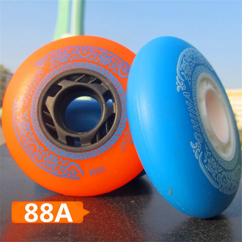 Roues coulissantes célèbres de marque chinoise, 88A avec Orange bleu, 80mm, 76mm, 72mm, pour patins de ligne, lot de 4 pièces ► Photo 1/6