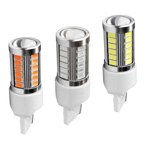 Clignotant pour voitures, 2 pièces, T20 7440 W21W WY21W 33 smd 5730 5630 LED, ambre jaune, lumière de frein, blanc, lampes inverses, 12V, 2x ► Photo 1/6