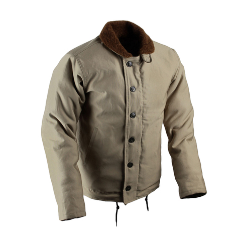 Veste militaire Vintage USN N-1, veste pont US Navy kaki pour hommes, uniforme WW2 N1, manteau en laine d'hiver, armée en coton, réplique 44 ► Photo 1/6