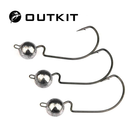 OUTKIT – lot d'appâts durs et souples pour la pêche, matériel pour pêcher, avec tête de gabarit, crochet pour attraper des poissons, avec ver, 3.5g, 5g, 7g, 5 pièces ► Photo 1/5