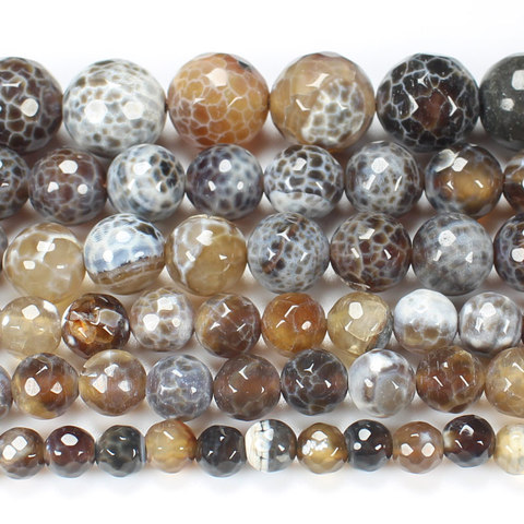 Agates craquelées à facettes 6 à 12 perles rondes 14 pouces, vente en gros pour bijoux à faire soi-même, livraison gratuite! ► Photo 1/2