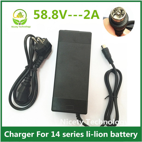 58.8V2A chargeur 58.8v 2A vélo électrique chargeur de batterie au lithium pour 14S batterie au lithium pack RCA Plug bonne qualité ► Photo 1/4
