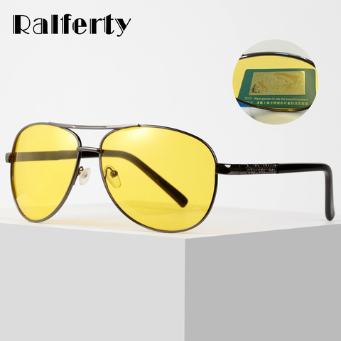 Ralferty – lunettes de soleil polarisées jaunes pour hommes et femmes, verres de Vision nocturne, lunettes de conduite Polaroid d'aviation UV400 ► Photo 1/6