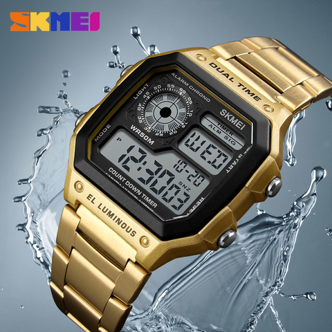 SKMEI Reloj-montre-bracelet pour hommes, numérique, étanche, en acier inoxydable ► Photo 1/6