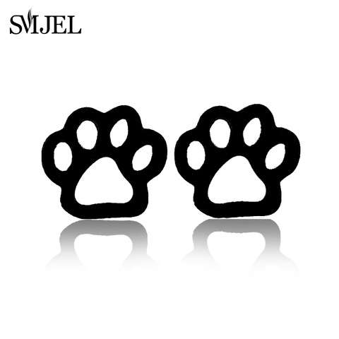 SMJEL-boucles d'oreilles patte d'animal, imprimé mignon, en acier inoxydable, noir, Punk, chien, chat, boucles d'oreilles, boucles d'oreilles, boucle d'oreille pour femme ► Photo 1/6