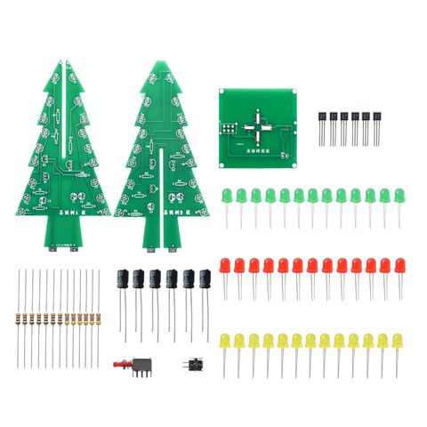 Tridimensionnelles 3D Arbre De Noël CONDUIT Kit DE BRICOLAGE Rouge/Vert/Jaune LED Flash Kit de Circuit Électronique Amusant Suite ► Photo 1/4