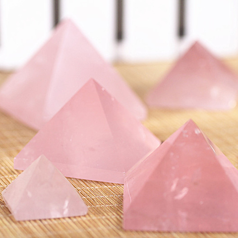 1 pièce 20-40mm Quartz Rose naturel pyramide pierre cristal Feng Shui spécimens de guérison ► Photo 1/5