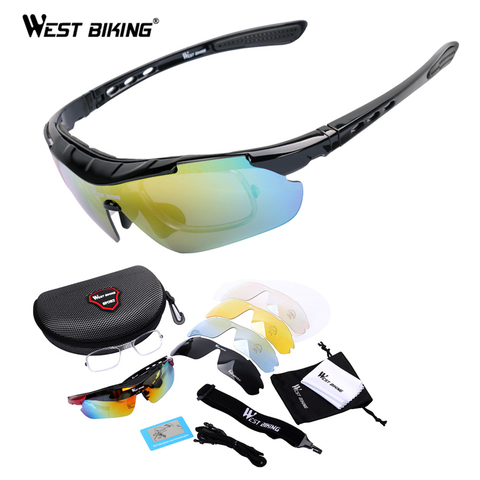 WEST Cycling-lunettes de soleil de cyclisme polarisées, 5 verres, coupe-vent, Anti-buée, avec monture de myopie, Sport, vtt ► Photo 1/6