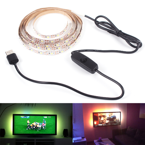Lampe SMD3528, dc5 v, 1M 2M 3M 4M 5M, ruban Flexible avec interrupteur, ruban bande LED USB, éclairage de fond d'écran pour TV ou bureau, lumière LED ► Photo 1/6