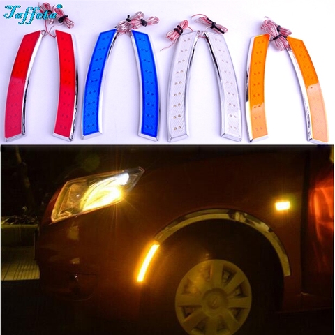 2 pièces universel voiture roue sourcil côté marqueur adhésif 18 LED coque en plastique clignotant ► Photo 1/5