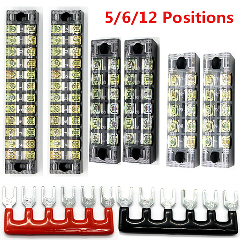 Bornier de barrière à vis à 5/6/12 Positions | Double rangée, bloc de barrière métallique 15A 600V, Terminal de Distribution électrique ► Photo 1/6